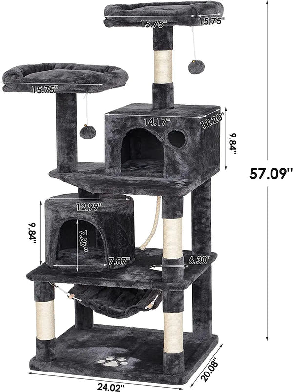 Large Cat Tree Tower With Sisal Hammock Fur and Paper Pet Play Toys for Big Cats Cat Condo