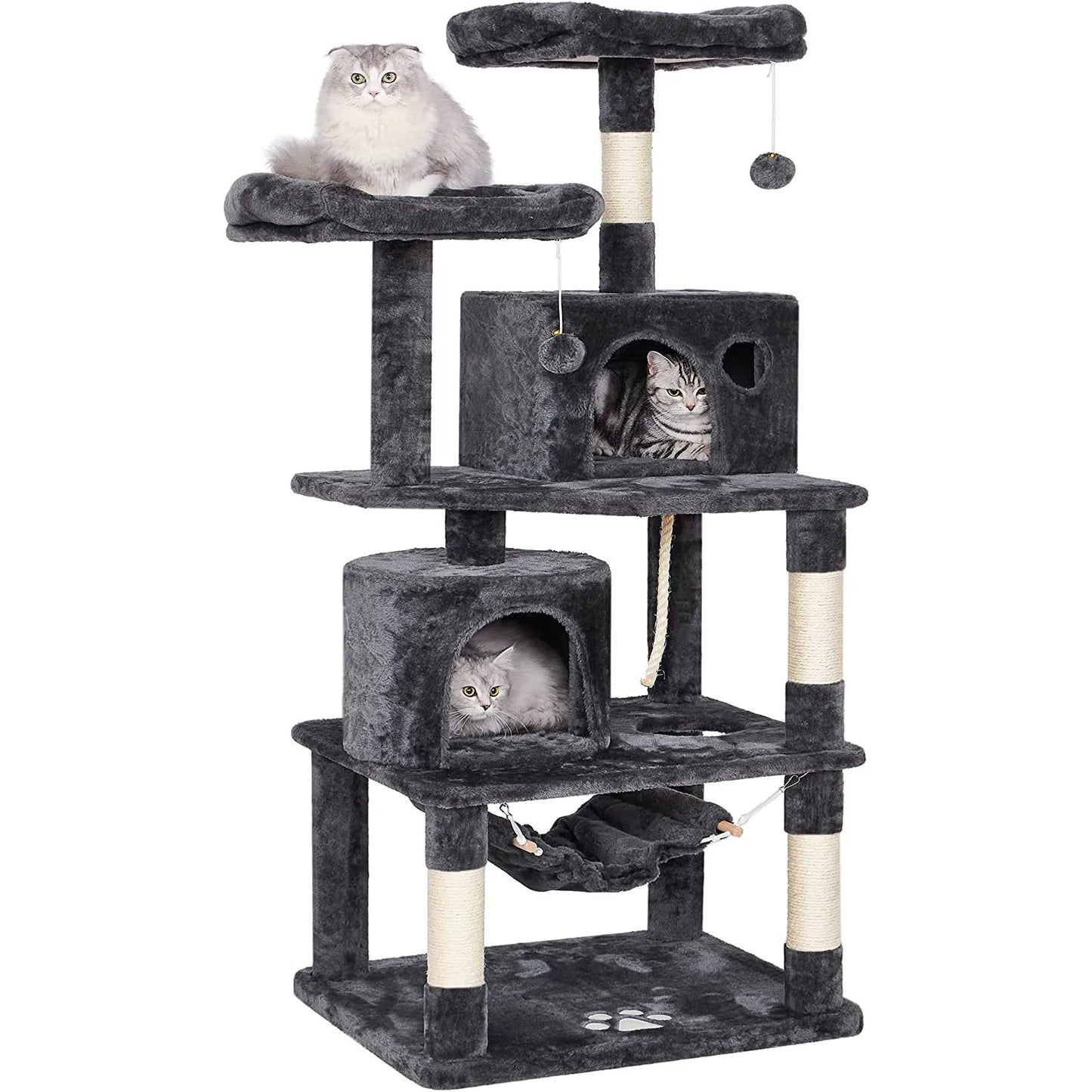 Large Cat Tree Tower With Sisal Hammock Fur and Paper Pet Play Toys for Big Cats Cat Condo